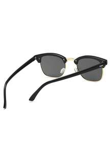Men's Vintage Metal Half-Frame Fashion Eyeglasses For Summer Beach Vacation,Outdoor,Travel - 深灰色 - 查看 3