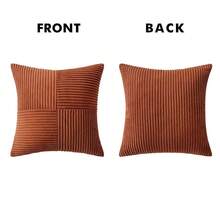 1/2 vỏ gối trang trí, vải nhung kẻ sọc họa tiết hình học Halloween màu caramel, đệm ghế sofa Bohemian, vỏ gối trang trí, đệm ghế sofa, vỏ gối trang trí, văn phòng, phòng khách - Màu Cam san hô - Xem 4