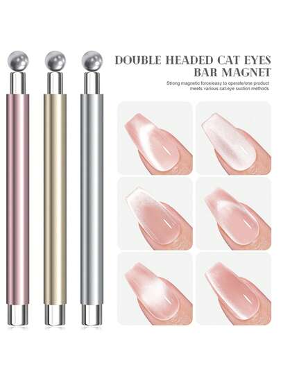 Nail Art Nail Magnetic Stick Cat Eye Magnetic Ball Aluminum Handle Cylindrical UV Gel Magnet Tools Double End Nail Design Tools