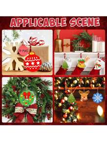 10 piezas/paquete, Decoraciones navideñas de madera, Copos de nieve de madera, Alce, Árbol de amor de muñeco de nieve, Decoraciones para el árbol de Navidad, Decoraciones para fiestas navideñas, Decoración del hogar para vacaciones | Navidad vintage | Artesanía exquisita, Decoraciones navideñas (incluye cuerda) - Multicolor - Ver 7