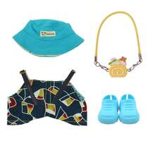 Doll Outfit Set: Denim Overalls, Bucket Hat, Bag Charm, Shoes For Labubu (Doll Not Included) - Multicolor - View 4