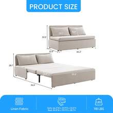 Puremind Modern Queen Size Loveseat Sofa Bed, 2 In 1 Convertible Linen Fabric 2-Seater Sleeper Sofa Couch With Cushions - 米色 - 查看 2