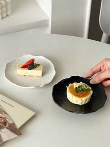 Cirelle Asymmetrical Faux Rock Pattern Plastic Plate, High-Quality Cake/Dessert/Sushi Plate, Creative Western Dinnerware - Multicolor - View 11