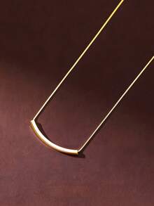 ELSEDES 1 件简约奢华 S925 银方管笑脸形时尚精致迷人项链锁骨链，适合女性日常和派对佩戴 - 金色 - 查看 3