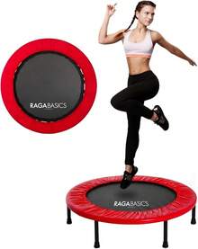 Raganet, Trampolin para Acondicionamiento Fisico de 93cm, Brincolin Plegable de Fitness con Base de 6 Patas y 24 Resortes, Ejercicio de Gimnasio Aeróbico, Resitente y Duradero - Rojo - Ver 10
