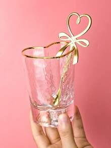 1 Piece/3 Pieces/6 Pieces Coffee Spoon, Long Handle Dessert Spoon, Heart Butterfly Coffee Spoon, Heart Bow Hanging Cup Spoon, Stainless Steel Coffee Stirring Spoon, Table Spoon, Stainless Steel Heart Bow Spoon, Stainless Steel Honey Spoon, Baking Spoon, Ice Cream Spoon, Heart-Shaped Design Spoon, Cute Spoon, Tea Spoon,