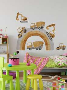 1/2 件多尺寸 PVC 可移除墙贴，熊猫吃竹子，堆叠动物，工程车辆，热气球和云朵，母熊和小熊秋千，卡通装饰贴，适用于卧室、客厅、书房、餐厅、浴室、家居墙壁装饰、房间装饰 - 彩色 - 查看 5