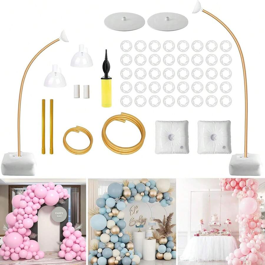 Balloon Arch Kit, Balloon Arch With Base, 8.2 Feet And 5 Feet High, Suitable For Wedding, Birthday Party, Lawn Decoration, Graduation Celebration Decoration, Freely Bendable Semi-Balloon Arch Kit - Vàng - Xem 1