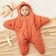 Baby Starfish Bodysuit, Thick Wearable Sleeping Bag, Essential Newborn Swaddle Wrap, Newborn Sleeping Bag, Thickened Anti-Shock Newborn Swaddle For Autumn And Winter, 0-12 Months - Search The Baby Shower Registry For Gifts For Boys And Girls, Suitable For Babies, Newborns, And Toddlers - 桔色 - 查看 1