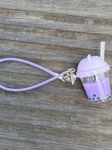 1-Piece Mini Bubble Milk Tea Keychain Cute PVC Pendant, Backpack Pendant, Car Pendant, Friend Gift, Holiday Gift, Creative Backpack Key Chain, Simulated Post-Meal Bubble Milk Tea Cup, Cat Ear Straw Cup, Self-Made Cream Glue Keychain Pendant, Accessory, Suitable For University Campus And Commuting Fun, Korean Style Personalized And Cute Style, Campus Graduation Season Gift