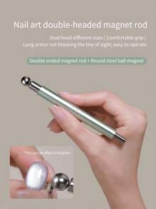 2025新款双头磁性棒，玻璃珠猫眼磁铁美甲工具，适用于美甲沙龙