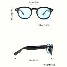 1 Pair Men Yellow Oval Rice Nail Plastic Retro High-Grade Casual Fashion Glasses Suitable For Outdoor Vacation Travel Use - Black and Yellow - View 4
