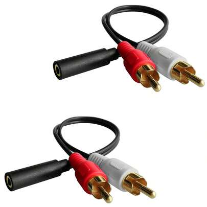 Y Connector Audio 3.5mm Audio Female To 2 RCA Male Stereo Compatible TV, Smartphones, Tablets (8 Inch,2 Pack)