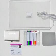 1 Set DIY Handpainted LED Message Board, 7 Color Paintbrushes, Transparent Acrylic Glow-In-The-Dark Drawing Board, Handmade Holiday LED Illuminated Writing Board, Painting Tool Kit With Stand, USB Powered Erasable Surface, Suitable For Office, School, Home Decor - Multicolor - View 8