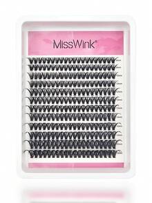 Miss Wink 40D Curl Soft Natural Looking False Eyelashes 8-16mm Mixed 0.07mm D Curl, 12 Rows 240 Pcs, Waterproof Mink Fibers Single Tuft 3D Precise Fit For Everyday Makeup, Lightweight Portable Design For Daily Life, Parties And All Occasions Lash Clusters,Eye Lash Clusters,Individual Eyelashes,Lashes,Fake Lashes - Black - View 2