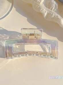 Hair Clip, Hair Clip, Pearl Hair Accessory, School Supplies, College - Ratangula trong suốt - Xem 2