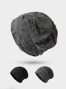 1pc Unisex Distressed Slouchy Beanie, Versatile Warm Ear Protection Hat, Suitable For Autumn/Winter