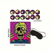 Pin The Eyeballs On Zombie Halloween Party Game Zombie Poster, Comes With 12 Eyeball Stickers, Can Be Used As Halloween Party Supplies Game, Party Game