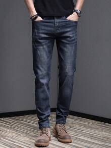 男士休闲保暖牛仔裤，秋冬