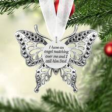 AFYPRTY Christmas Decorations Christmas Tree Ornaments Alloy Butterfly Ornaments Christmas Gifts "A Piece Of My Heart Is In Heaven" Angel Wing Ornaments Christmas Party Decorations