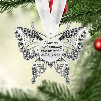 AFYPRTY Christmas Decorations Christmas Tree Ornaments Alloy Butterfly Ornaments Christmas Gifts "A Piece Of My Heart Is In Heaven" Angel Wing Ornaments Christmas Party Decorations