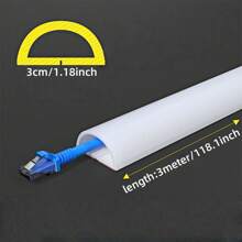 1 Roll 3cm/1.18in Self-Adhesive PVC Cable Protector - Self-Stick Flexible Concealer, Home Wall-Mounted TV Cable Duct Organizer