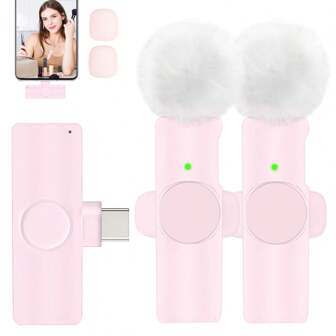 Micrófono lavalier inalámbrico para teléfono, iPad, USB Tipo C, micrófono de solapa con conexión directa, 2.4G ultra baja latencia, con chip de reducción de ruido incorporado, para grabar video, entrevistas, podcast, vlogs