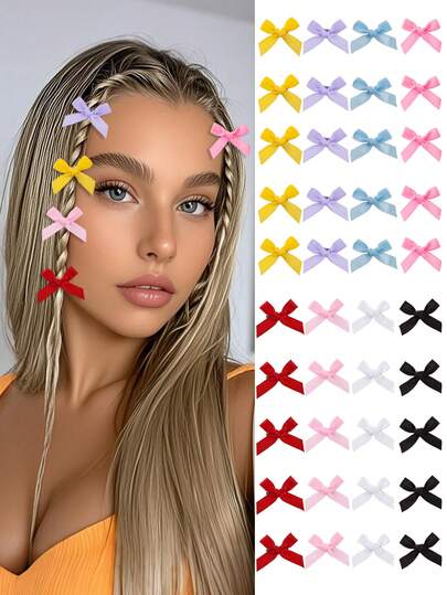 60/30 peças sortidas de grampos de cabelo de laço de fita da moda feminina, grampos de cabelo de renda, elegantes, balé, borboleta, acessórios de cabelo femininos Y2K