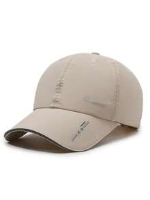 1 件男女通用轻质速干棒球帽，带有精致的“SPORTS”刺绣和条纹装饰，透气可调节带帽，适合日常休闲穿着、户外运动、健身和旅行 - 白色 - 查看 2