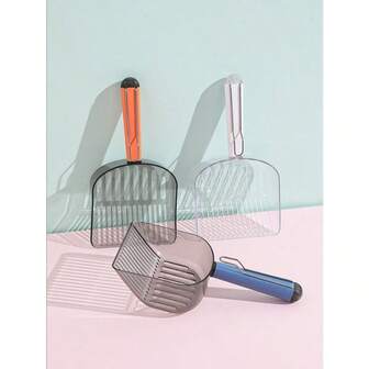 This Cat Litter Shovel With Large And Small Holes Is A Perfect Tool For Cleaning Litter And A Pet Cleaning Product. It Is Semi-Transparent And Can Be Hung Beside The Cat Litter Box Or Used To Seal Cat Litter Bags.