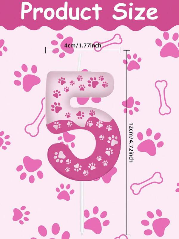 Velas decorativas con forma de pata de gato rosa y pata de perro con números del 0 al 9 para decorar pasteles de cumpleaños o aniversario, decoración para fiesta con tema de animales