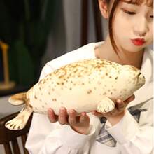 1 件逼真的毛绒海豹/海狮填充玩偶，柔软蓬松的海豹枕头，可爱的海洋动物海豹毛绒玩偶，生日/圣诞节/新年/情人节/复活节儿童礼物，房间装饰 - 黃咖拼色 - 查看 21