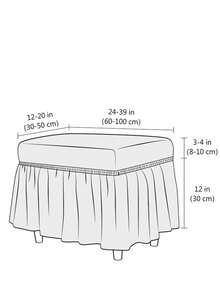 غطاء بوف مربع مرن قطعتان، غطاء مرن ناعم مع تنورة من البوليستر لمسند القدم المستطيل، واقي أثاث حديث لغرفة المعيشة والنوم