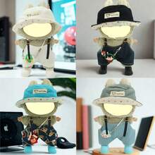 Doll Outfit Set: Denim Overalls, Bucket Hat, Bag Charm, Shoes For Labubu (Doll Not Included) - Multicolor - View 3