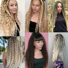 2 Pcs Curly And Straight Dreadlocks Clip In Dreadlock Extension 24 Inch Synthetic Wavy Hippe Dreads 8 Strands Handmade Soft Deep Waves Reggae Style Loc For Women Men Color Ombre Blonde - Multicolor - View 8