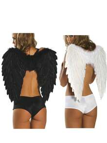 成人及女孩万圣节天使羽毛翅膀服装派对圣诞道具（手工制作）。部分顾客可能会遇到胶水渗漏或羽毛脱落的情况，这是正常现象。如果您介意，请勿购买。 - 天使羽毛翅膀 - 查看 1