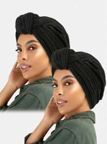 2pcs Women's Knotted Headband, Turban, Pleated Hat Headscarf, Suitable For Spring, Autumn And Winter - Multicolor - View 15