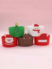 1set Christmas Straw Covers For Cups Reusable Washable Dustproof 10mm Straw Tips And Thermal Insulation Sleeve For Christmas Decorations, Festive Drinkware Accessories, Suitable For Sports Water Bottles,Holiday Gifts - Multicolor - View 2