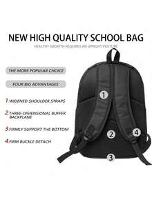 1 pieza Mochila personalizada con fotos, mochilas de viaje, mochila personalizada para hombre - Negro - Ver 3