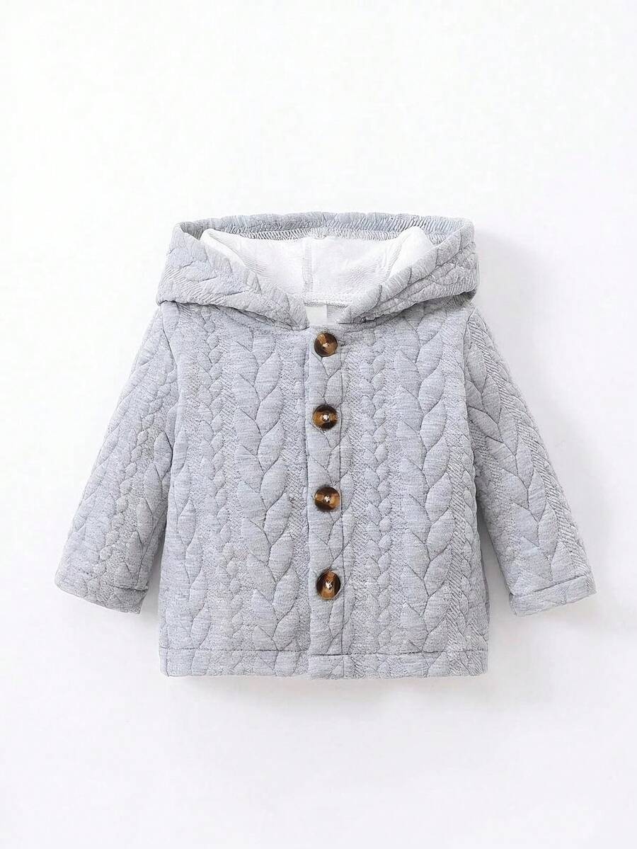 Baby Jungen Strukturierter Jacquard Kapuzenpullover, bequem & niedlich