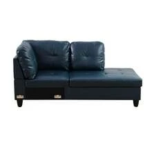 Luxury Peacock Blue Semi-PU Leather 3-Piece Sofa Set With Storage Ottoman - Premium Synthetic Leather Sectional Couch With Solid Wood Frame |[2 Options] Choose Full Set (With 2 Pillows)  Or Ottoman Only - 墨綠色 - 查看 7