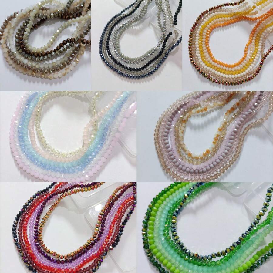 4mm Cuentas de cristal de vidrio facetadas de color recubierto, 6 hebras/bolsa, aproximadamente 720 piezas, cuentas espaciadoras sueltas para hacer joyas, accesorios DIY, pulseras, collares, accesorios de ropa