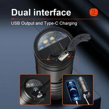 强力高流明 LED 手电筒大功率 COB 尾灯多功能手电筒可充电伸缩变焦高品质荧光灯大功率 LED 战术手电筒钓鱼车修露营照明 - 黑色 - 查看 8