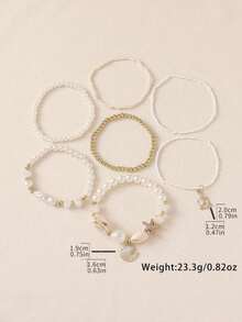 7Pcs Boho Chic Marine Life Pendant Shell Beaded Bracelet Set,Stackable Design For Women's Daily Wear, Great Women's Jewelry Gift(Marine Life Random Patterns)