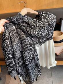 1 pièce Foulard vintage pour femmes, double usage en tant que châle/tour de cou, convient pour les pièces climatisées en été