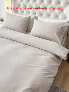 2/3pcs 100% Cotton & Linen Duvet Cover Set (1 Duvet Cover, 1/2 Pillowcases), Without Filler, Suitable For Men/Women Dorm, School Dorm, Dorm Decor, Minimalist Style, Also Suitable For Bedroom And Guest Room - Multicolor - View 7