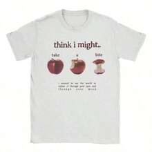 Men's Beabadoobee Take A Bite Shirt  Cotton Clothing Fashion Short Sleeve Round Collar Tees Plus Size-Shirt - 白色 - 查看 1