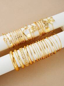 17KM 12/7/5 piezas Conjunto de brazaletes y pulseras de metal con ruedas gruesas, Conjunto de pulseras para mujeres, Joyería de pulseras apiladas para mujeres, Conjunto de brazaletes con ruedas gruesas