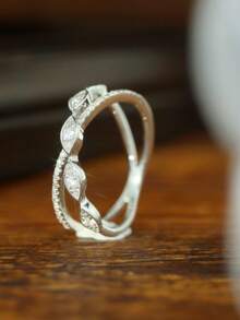 1pc S925 Sterling Silver White Zirconia Ring, Elegant & Minimalist Design, Suitable For Girls Daily Wear, Holiday & Party Gift