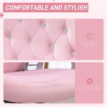 Vinsetto Home Office Chair, Velvet Computer Chair, Button Tufted Backrest With Swivel Wheels, Adjustable Height And Tilt Function, Pink - Pink - View 4